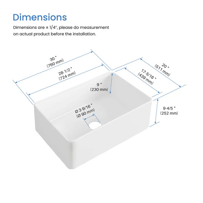 Casa Fixtures - Kitchen Sinks - Nova 30" Farmhouse Fireclay Kitchen Workstation Sink (C2-30SFT)