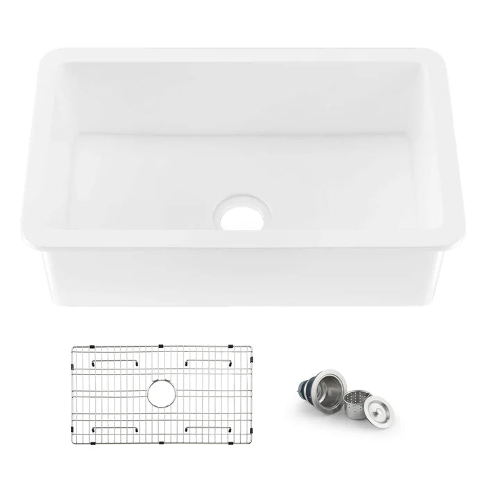 Casa Fixtures - Kitchen Sinks - Nova 32" Single Bowl Drop-In/Undermount Fireclay Kitchen Sink (C2-32S)
