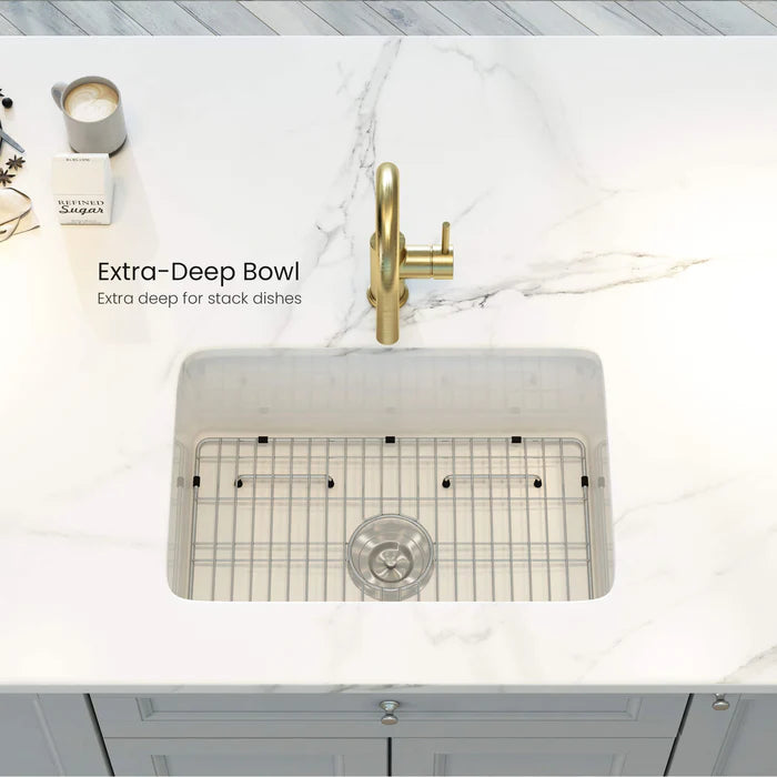 Casa Fixtures - Kitchen Sinks - Nova 32" Single Bowl Drop-In/Undermount Fireclay Kitchen Sink (C2-32S)