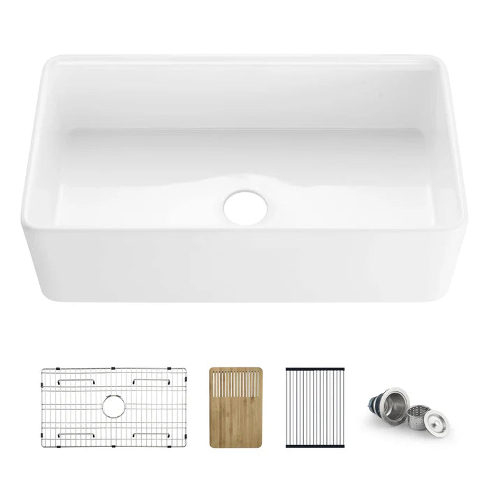 Casa Fixtures - Kitchen Sinks - Nova 30" Farmhouse Fireclay Kitchen Workstation Sink (C2-30SFT)