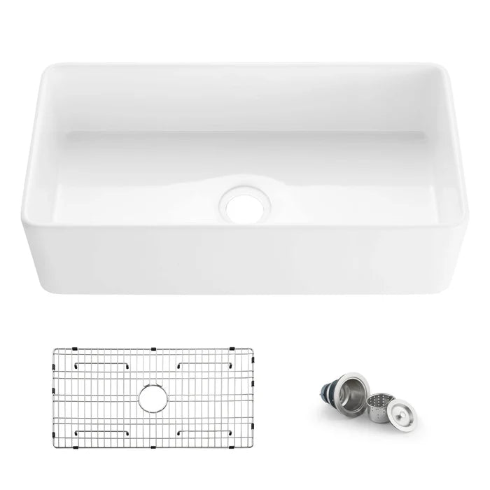 Casa Fixtures - Kitchen Sinks - Nova 36" Fireclay Single Bowl Kitchen Farmhouse Sink (C2-36SF)