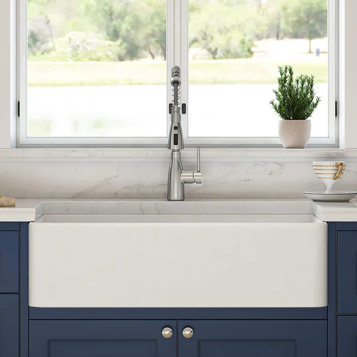 Casa Fixtures - Kitchen Sinks - Nova 36" Fireclay Single Bowl Kitchen Farmhouse Sink (C2-36SF)