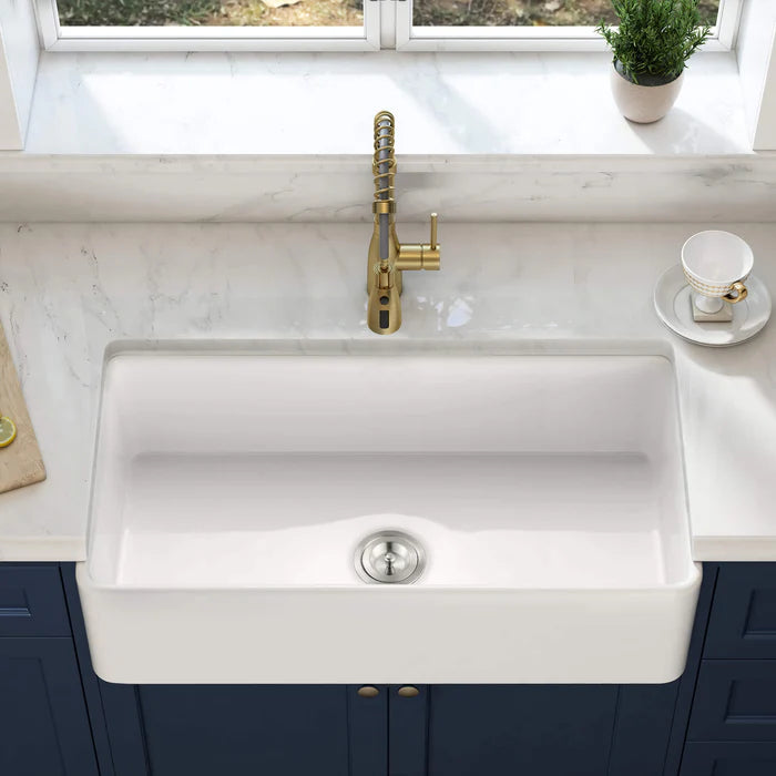 Casa Fixtures - Kitchen Sinks - Nova 36" Fireclay Single Bowl Kitchen Farmhouse Sink (C2-36SF)