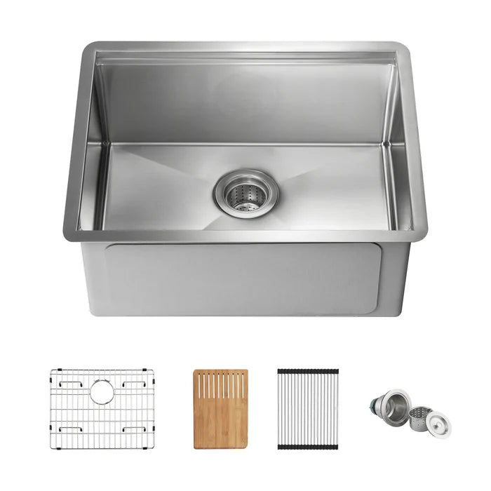 Casa Fixtures - Kitchen Sinks - 24" Handcrafted 316 Marine Grade Stainless Steel Single Bowl Workstation Undermount Kitchen Sink (C3-24ST)