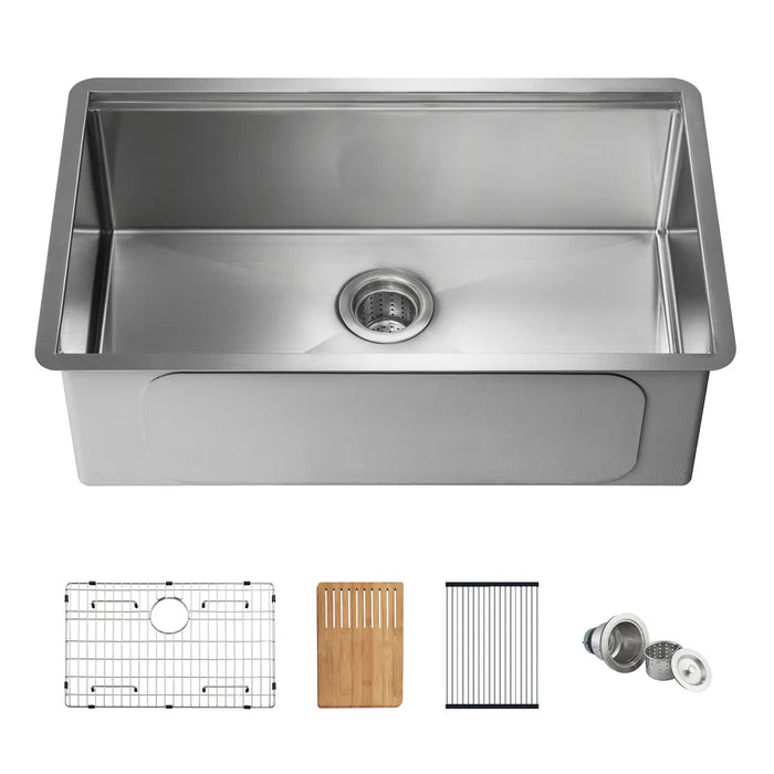 Casa Fixtures - Kitchen Sinks - 30" Handcrafted 316 Marine Grade Stainless Steel Single Bowl Workstation Undermount Kitchen Sink (C3-30ST)