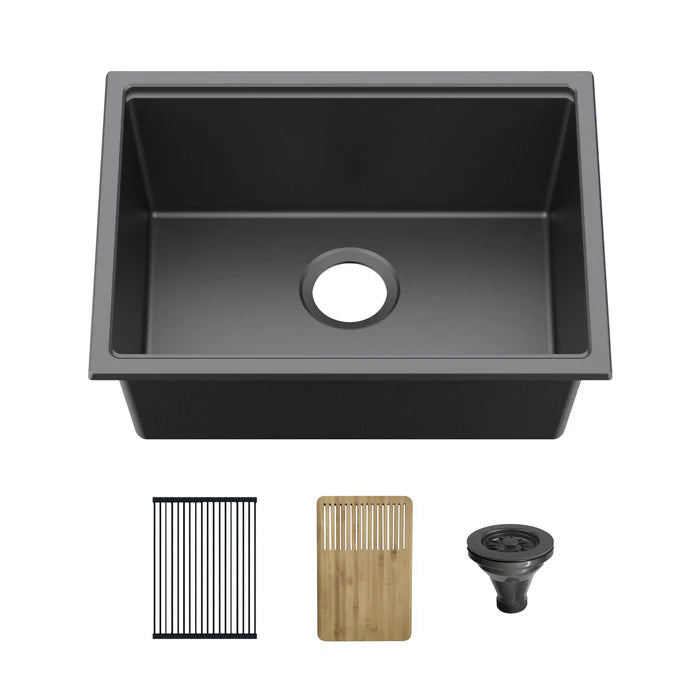 Casa Fixtures - Kitchen Sinks - 23" Undermount Workstation Single Bowl Quartz Kitchen Sink (C4-23ST)