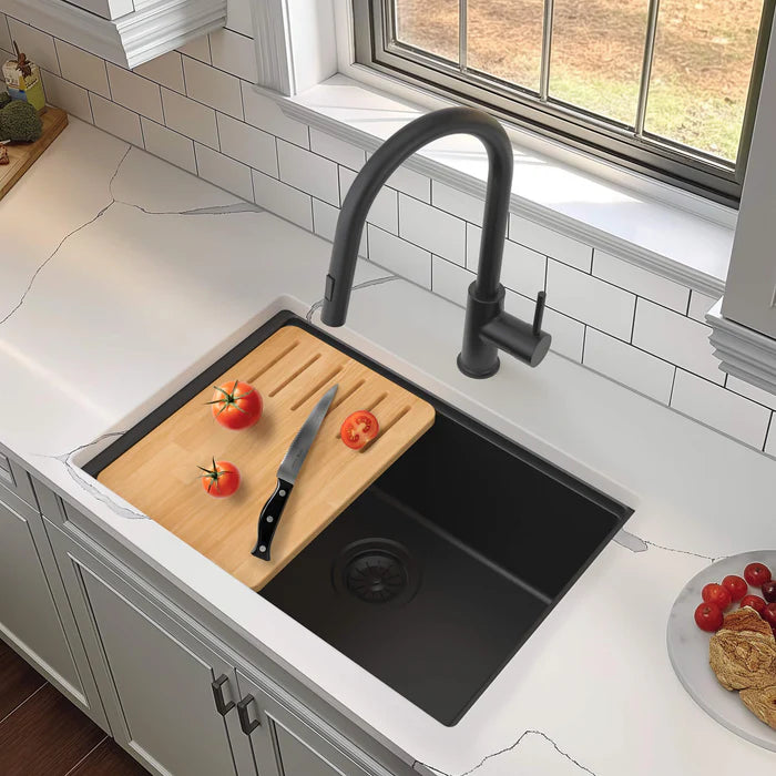 Casa Fixtures - Kitchen Sinks - 23" Undermount Workstation Single Bowl Quartz Kitchen Sink (C4-23ST)
