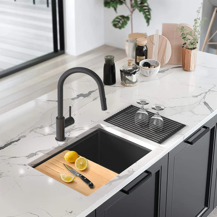 Casa Fixtures - Kitchen Sinks - 23" Undermount Workstation Single Bowl Quartz Kitchen Sink (C4-23ST)