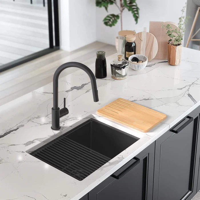 Casa Fixtures - Kitchen Sinks - 23" Undermount Workstation Single Bowl Quartz Kitchen Sink (C4-23ST)