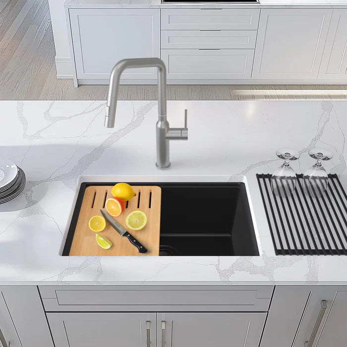 Casa Fixtures - Kitchen Sinks - 23" Undermount Workstation Single Bowl Quartz Kitchen Sink (C4-23ST)
