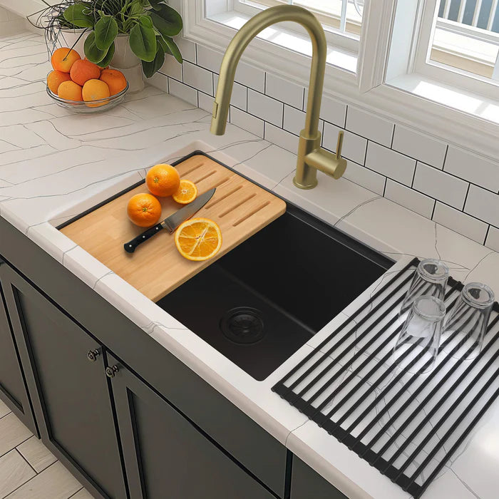 Casa Fixtures - Kitchen Sinks - 25" Undermount Workstation Single Bowl Quartz Kitchen Sink (C4-25ST)
