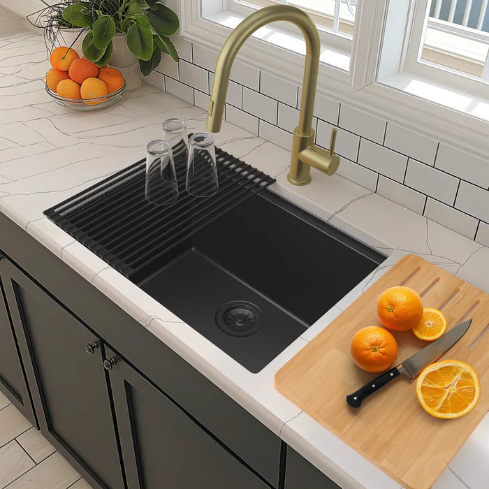 Casa Fixtures - Kitchen Sinks - 25" Undermount Workstation Single Bowl Quartz Kitchen Sink (C4-25ST)