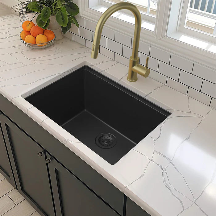 Casa Fixtures - Kitchen Sinks - 25" Undermount Workstation Single Bowl Quartz Kitchen Sink (C4-25ST)