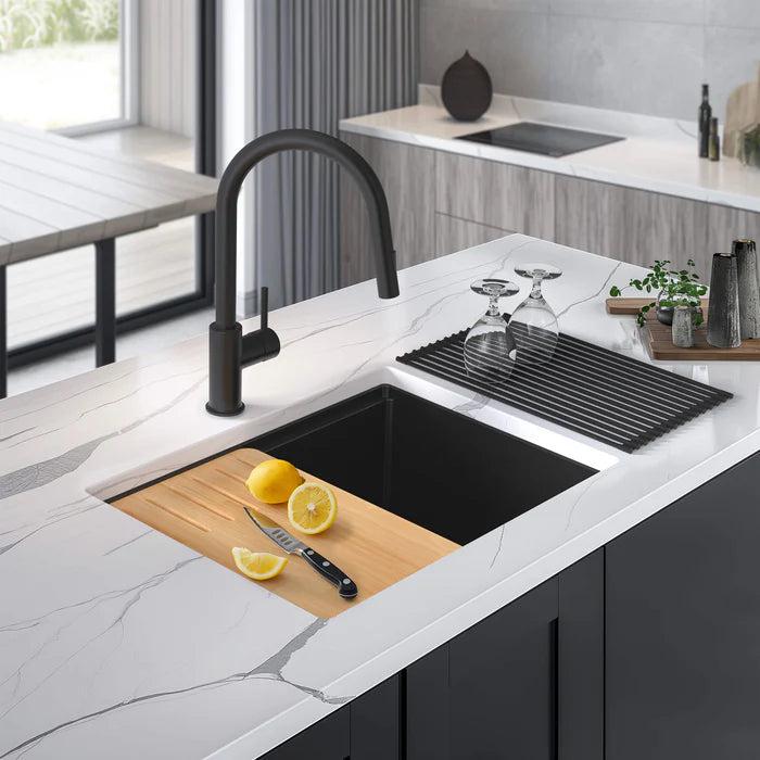 Casa Fixtures - Kitchen Sinks - 25" Undermount Workstation Single Bowl Quartz Kitchen Sink (C4-25ST)