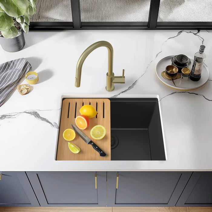 Casa Fixtures - Kitchen Sinks - 25" Undermount Workstation Single Bowl Quartz Kitchen Sink (C4-25ST)