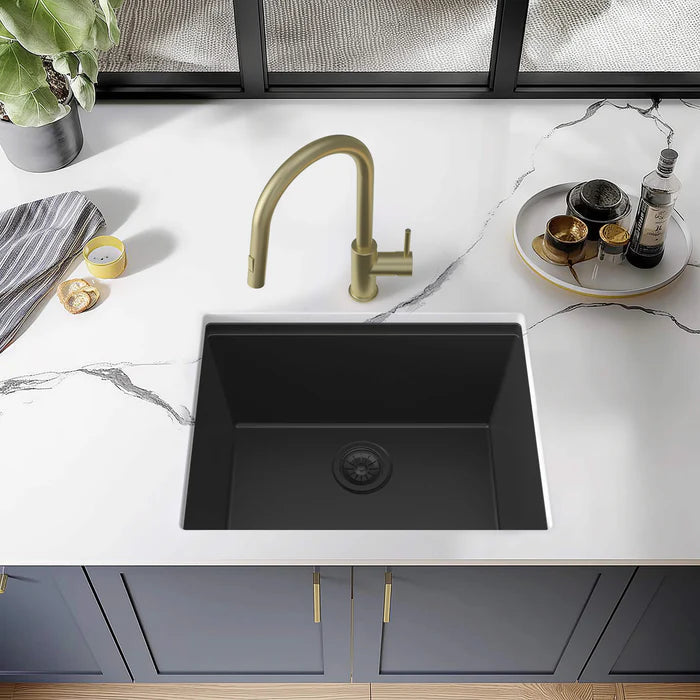 Casa Fixtures - Kitchen Sinks - 25" Undermount Workstation Single Bowl Quartz Kitchen Sink (C4-25ST)