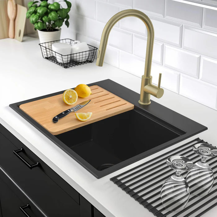 Casa Fixtures - Kitchen Sinks - 25" Top-Mount Workstation Single Bowl Quartz Kitchen Sink (C4-25TST)