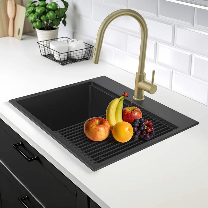 Casa Fixtures - Kitchen Sinks - 25" Top-Mount Workstation Single Bowl Quartz Kitchen Sink (C4-25TST)