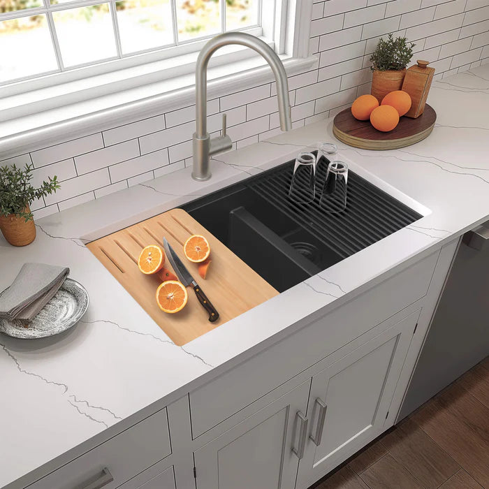 Casa Fixtures - Kitchen Sinks - 33" Undermount Workstation Double Bowl Quartz Kitchen Sink (C4-33DT)