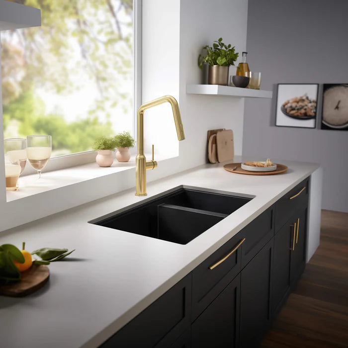 Casa Fixtures - Kitchen Sinks - 33" Undermount Workstation Double Bowl Quartz Kitchen Sink (C4-33DT)
