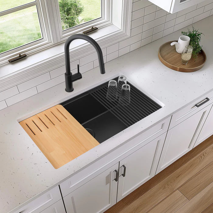 Casa Fixtures - Kitchen Sinks - 33" Undermount Workstation Single Bowl Quartz Kitchen Sink (C4-33ST)
