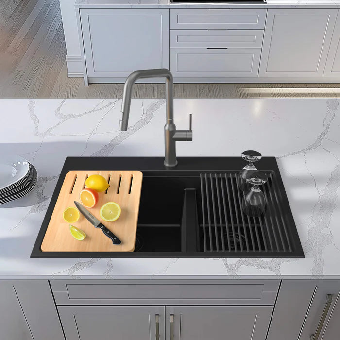Casa Fixtures - Kitchen Sinks - 33" Top-Mount Workstation Double Bowl Quartz Kitchen Sink (C4-33TDT)