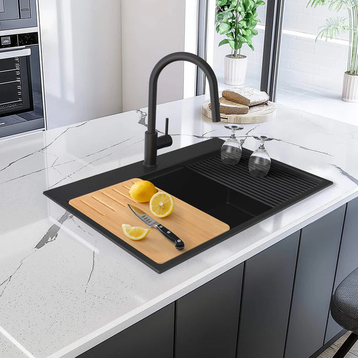 Casa Fixtures - Kitchen Sinks - 33" Top-Mount Workstation Single Bowl Quartz Kitchen Sink (C4-33TST)