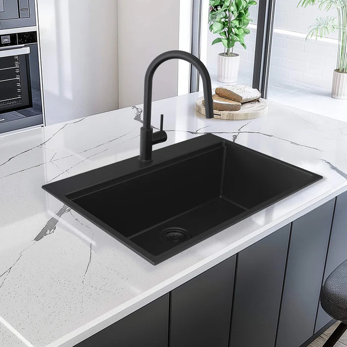 Casa Fixtures - Kitchen Sinks - 33" Top-Mount Workstation Single Bowl Quartz Kitchen Sink (C4-33TST)
