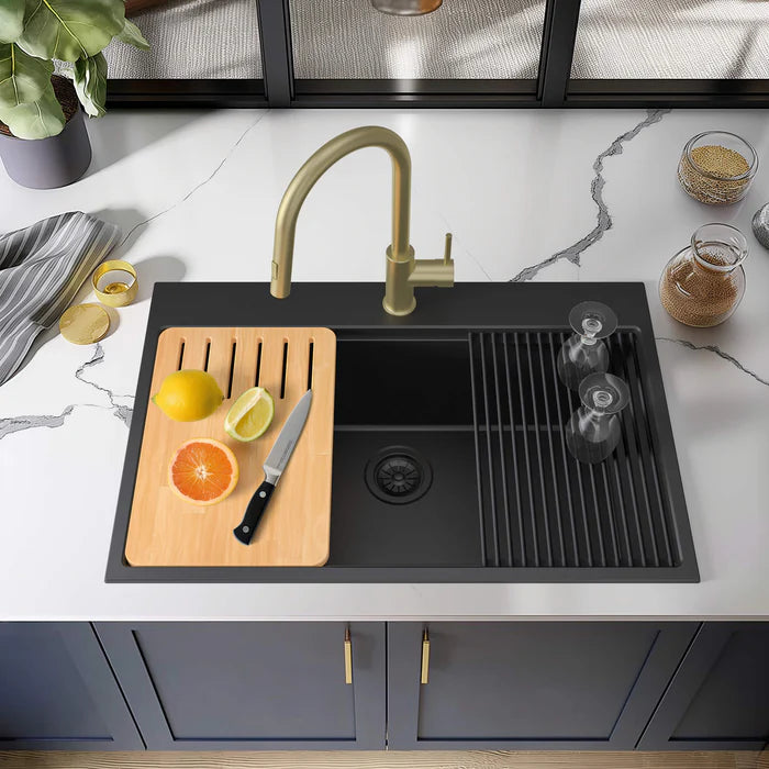 Casa Fixtures - Kitchen Sinks - 33" Top-Mount Workstation Single Bowl Quartz Kitchen Sink (C4-33TST)