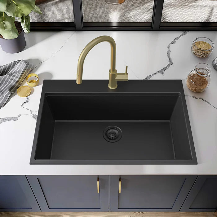 Casa Fixtures - Kitchen Sinks - 33" Top-Mount Workstation Single Bowl Quartz Kitchen Sink (C4-33TST)