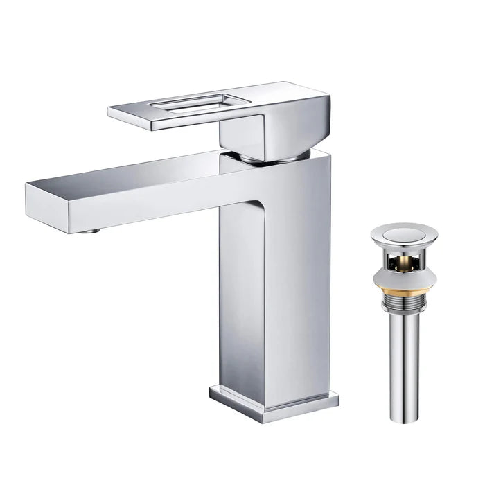 Casa Fixtures - Bathroom Faucet - Quadra Single Handle Bathroom Vanity Sink Faucet with Pop Up Drain (CBF-1002)