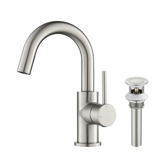 Casa Fixtures - Bathroom Faucet - Halo High-Arc Single Handle Bathroom Vanity Sink Faucet with Pop Up Drain (CBF-1021)