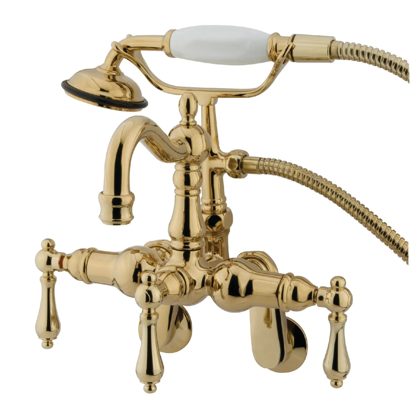Kingston - Tub Faucets - Vintage CC1301T Three-Handle 2-Hole Tub Wall Mount Clawfoot Tub Faucet with Hand Shower