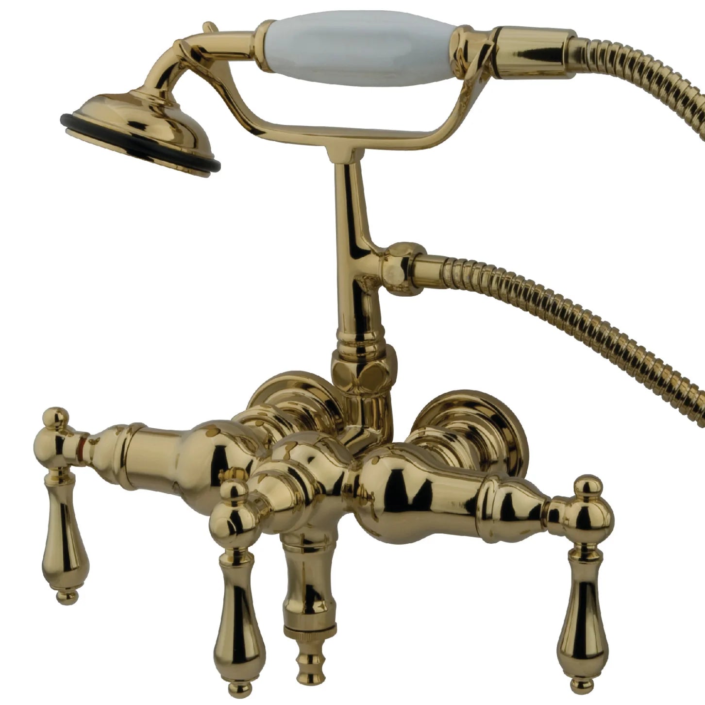 Kingston - Tub Faucets - Vintage CC19T Three-Handle 2-Hole Tub Wall Mount Clawfoot Tub Faucet with Hand Shower