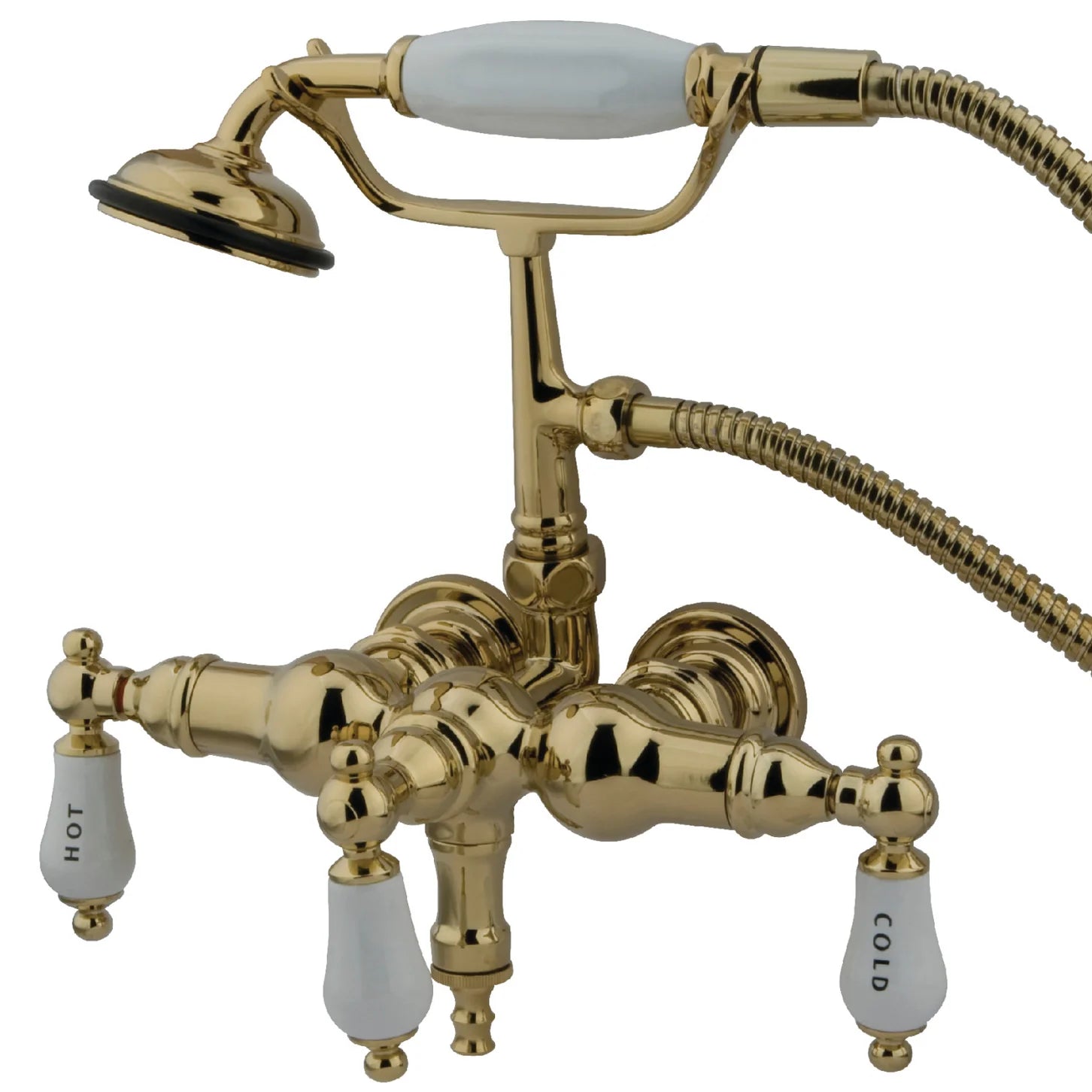 Kingston - Tub Faucets - Vintage CC21T Three-Handle 2-Hole Tub Wall Mount Clawfoot Tub Faucet with Hand Shower
