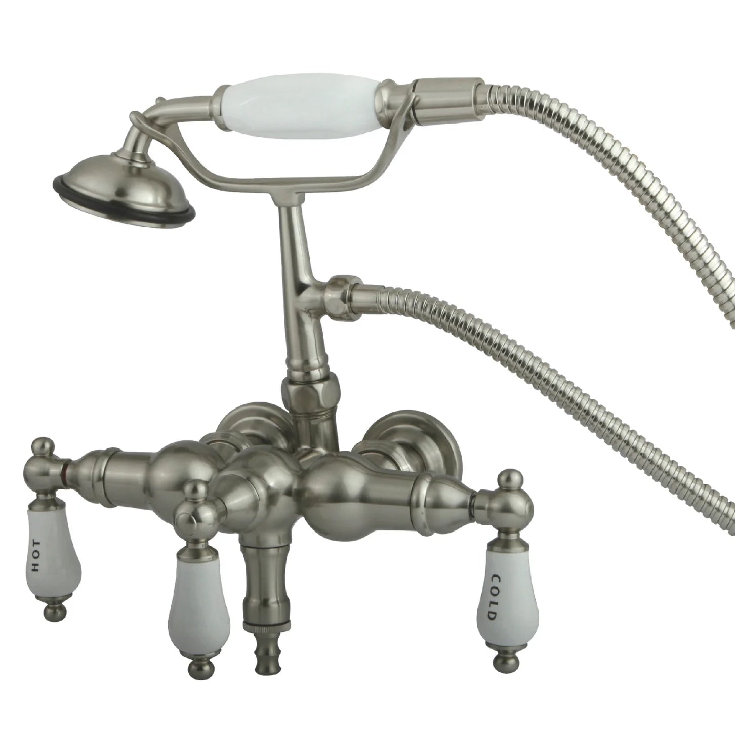 Kingston - Tub Faucets - Vintage CC21T Three-Handle 2-Hole Tub Wall Mount Clawfoot Tub Faucet with Hand Shower