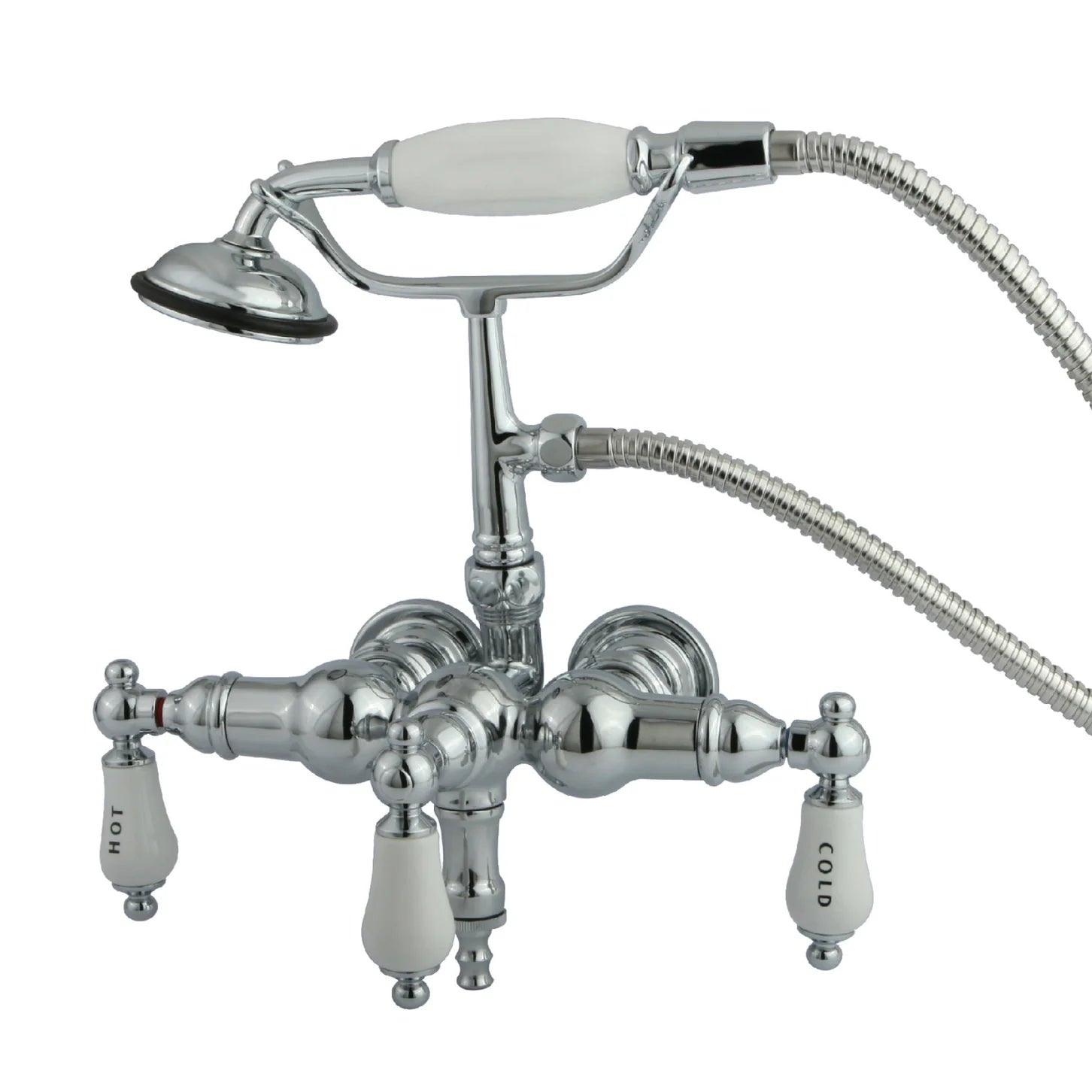 Kingston - Tub Faucets - Vintage CC21T Three-Handle 2-Hole Tub Wall Mount Clawfoot Tub Faucet with Hand Shower