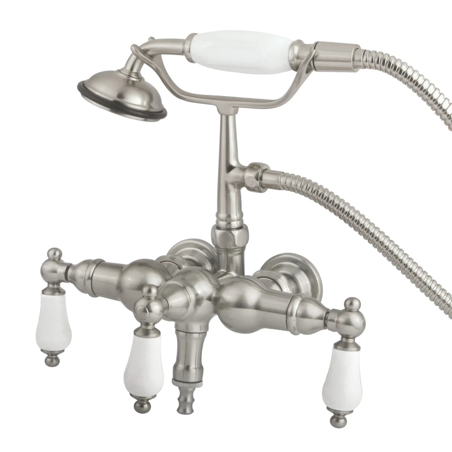 Kingston - Tub Faucets - Vintage CC23T Three-Handle 2-Hole Tub Wall Mount Clawfoot Tub Faucet with Hand Shower