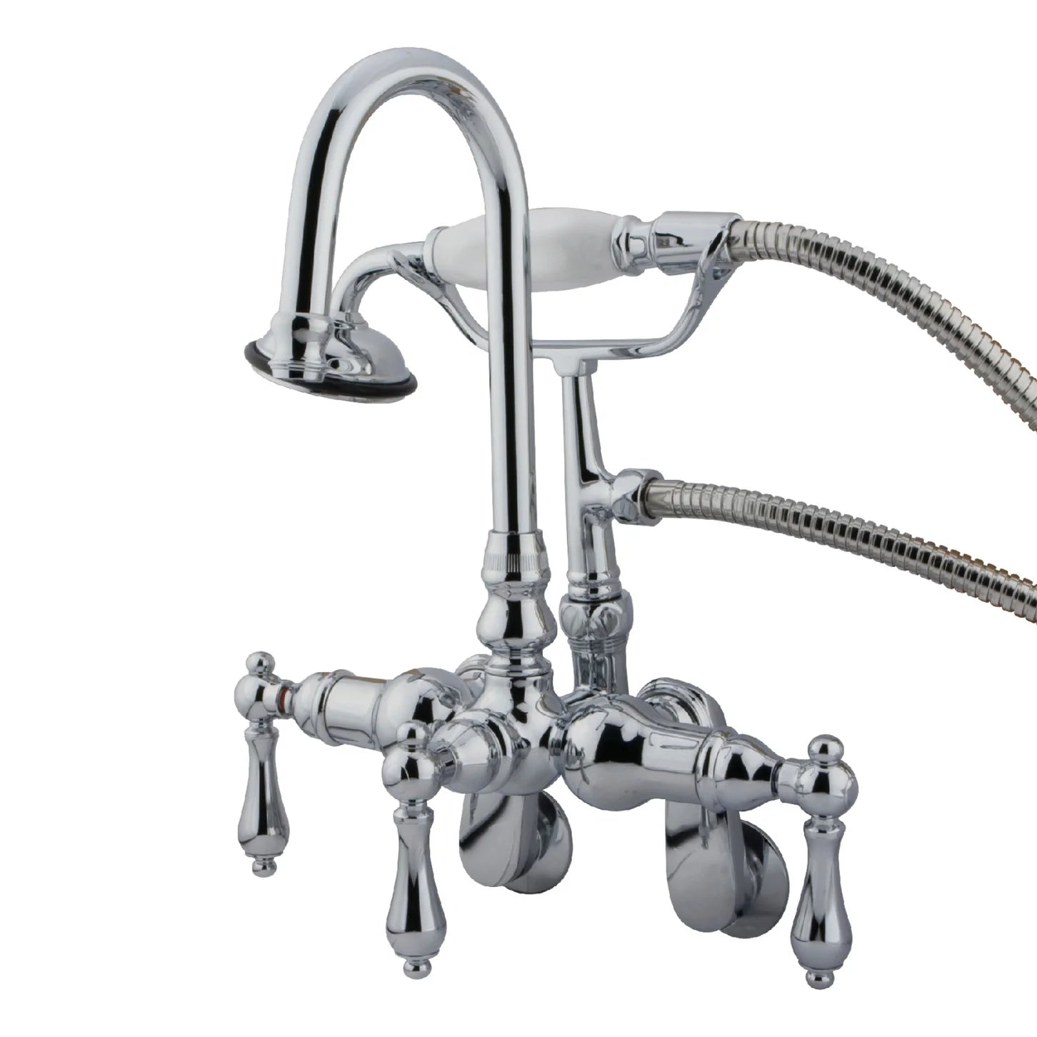 Kingston - Tub Faucets - Vintage CC301T Three-Handle 2-Hole Tub Wall Mount Clawfoot Tub Faucet with Hand Shower