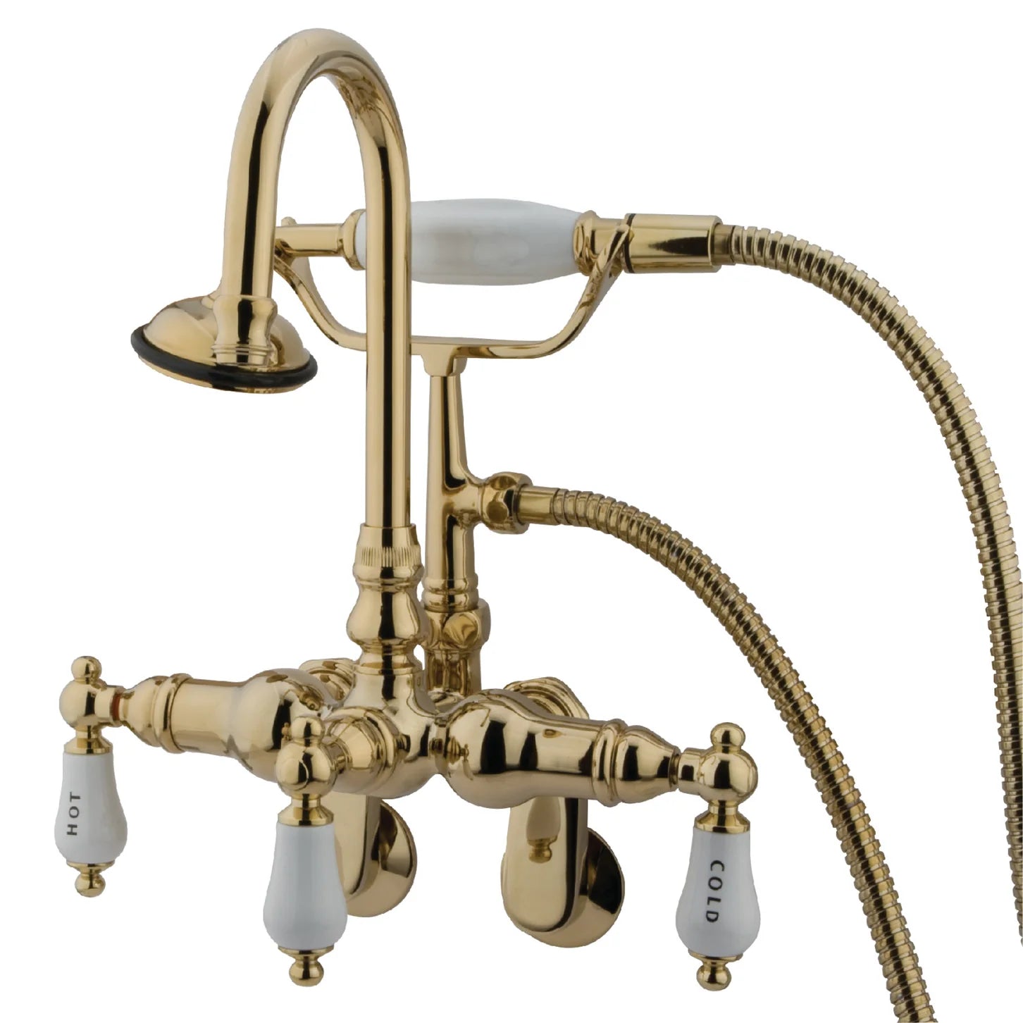 Kingston - Tub Faucets - Vintage CC303T Three-Handle 2-Hole Tub Wall Mount Clawfoot Tub Faucet with Hand Shower