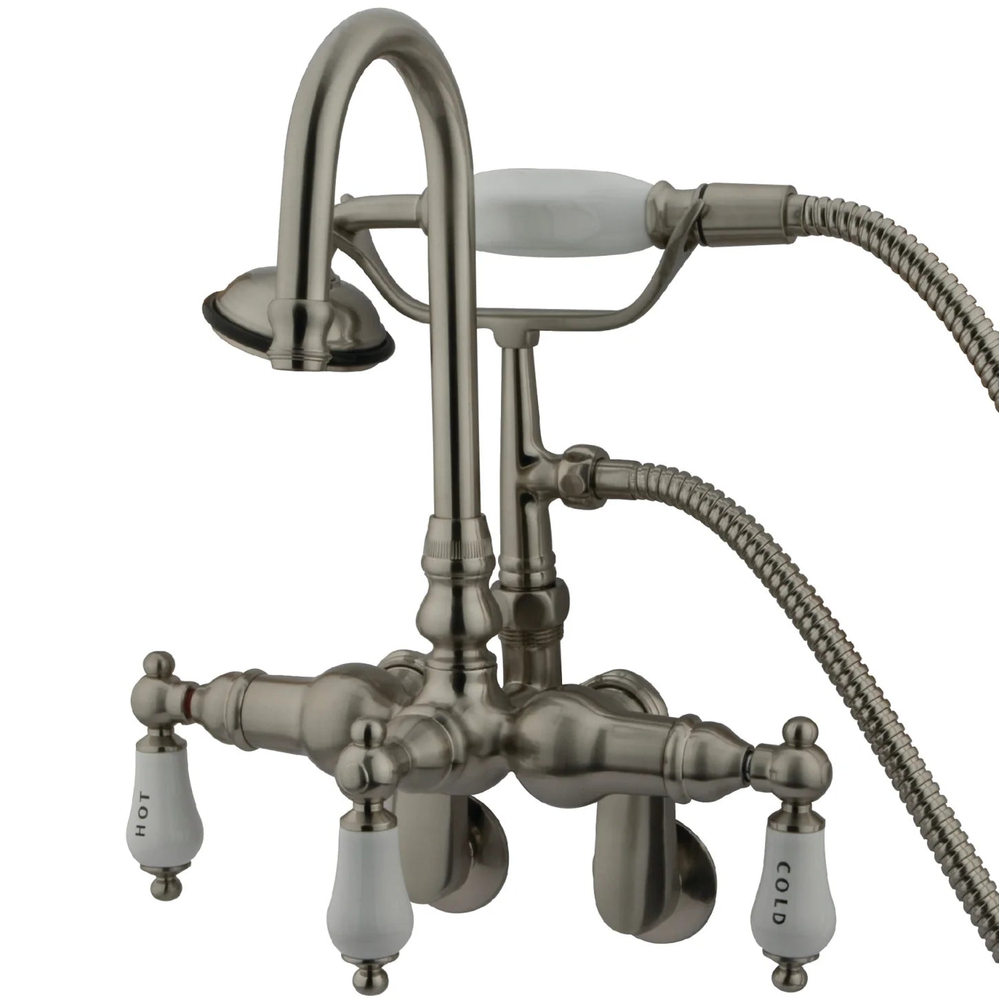 Kingston - Tub Faucets - Vintage CC303T Three-Handle 2-Hole Tub Wall Mount Clawfoot Tub Faucet with Hand Shower