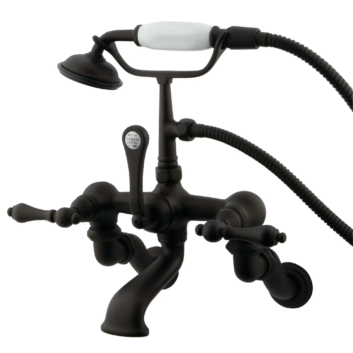 Kingston - Tub Faucets - Vintage CC457T Three-Handle 2-Hole Tub Wall Mount Clawfoot Tub Faucet with Hand Shower