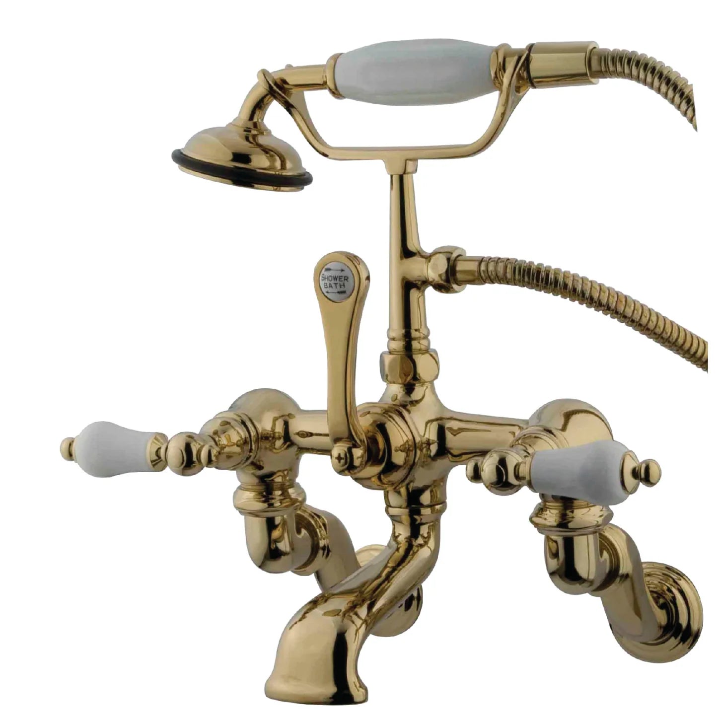 Kingston - Tub Faucets - Vintage CC459T Three-Handle 2-Hole Tub Wall Mount Clawfoot Tub Faucet with Hand Shower