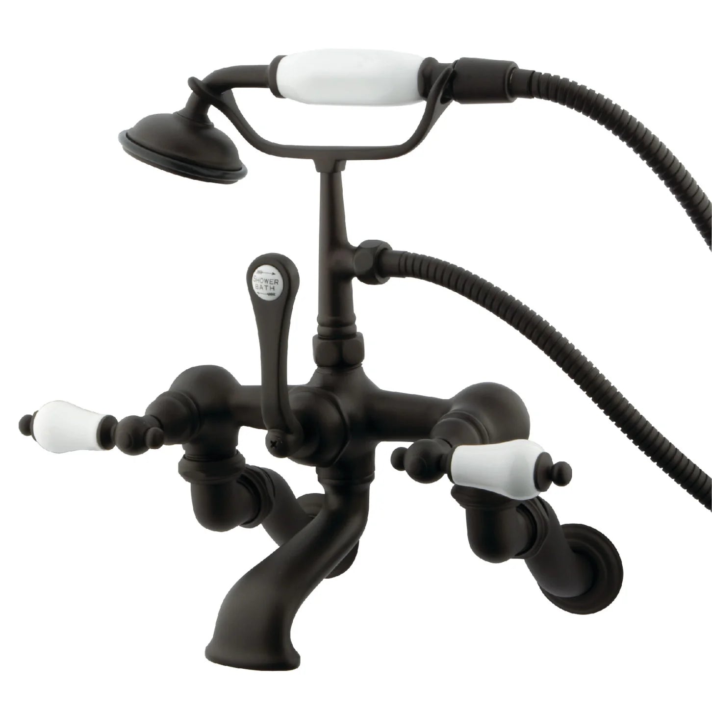 Kingston - Tub Faucets - Vintage CC459T Three-Handle 2-Hole Tub Wall Mount Clawfoot Tub Faucet with Hand Shower