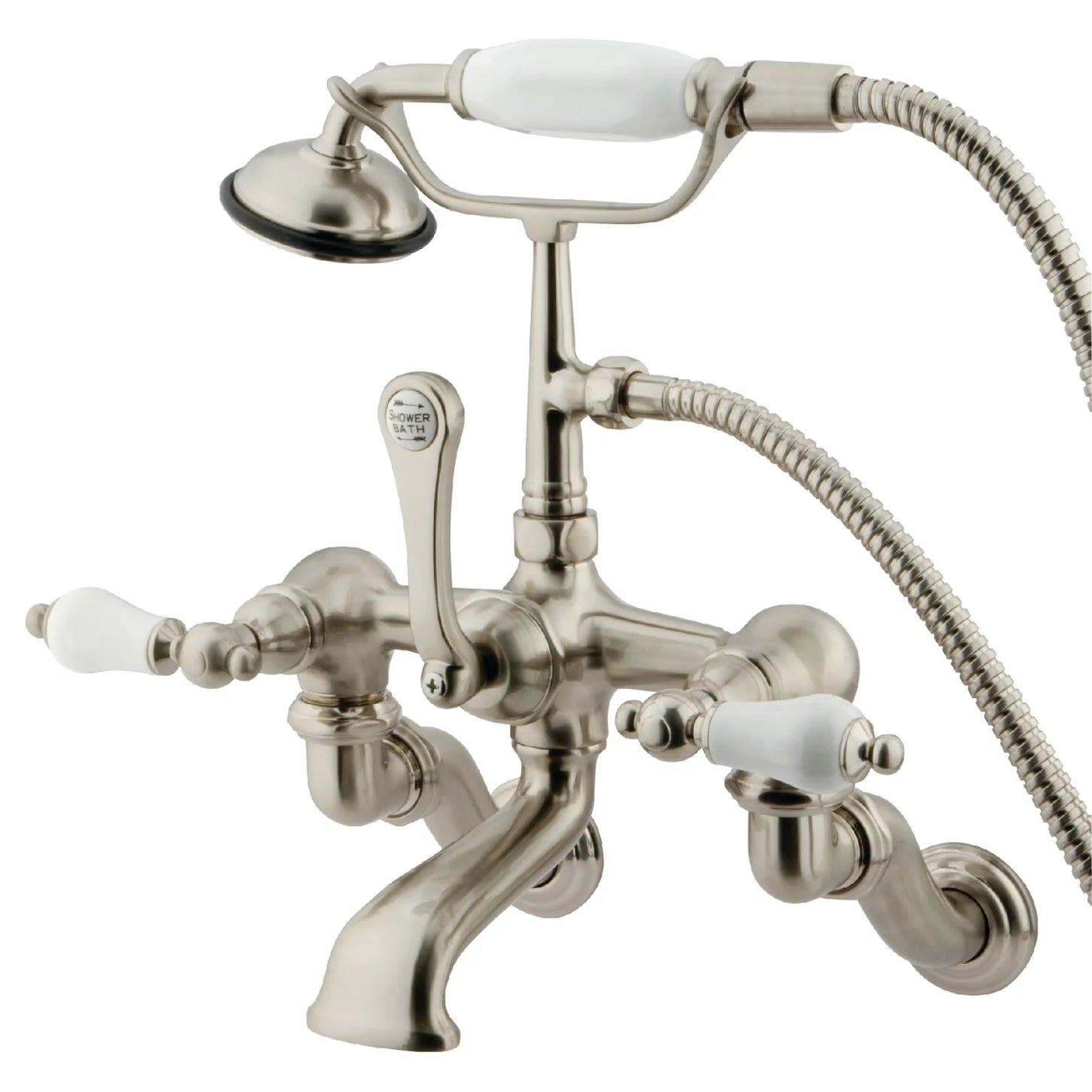 Kingston - Tub Faucets - Vintage CC459T Three-Handle 2-Hole Tub Wall Mount Clawfoot Tub Faucet with Hand Shower