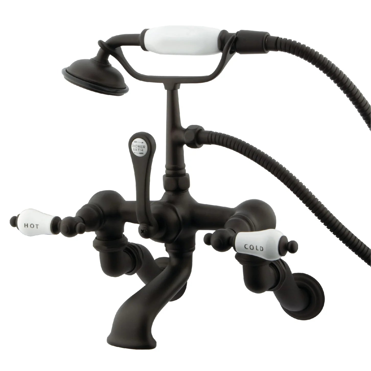 Kingston - Tub Faucets - Vintage CC461T Three-Handle 2-Hole Tub Wall Mount Clawfoot Tub Faucet with Hand Shower