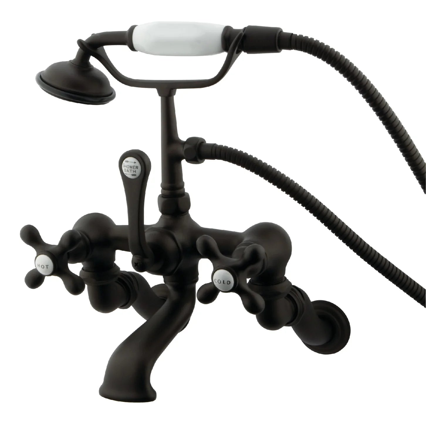 Kingston - Tub Faucets - Vintage CC463T Three-Handle 2-Hole Tub Wall Mount Clawfoot Tub Faucet with Hand Shower