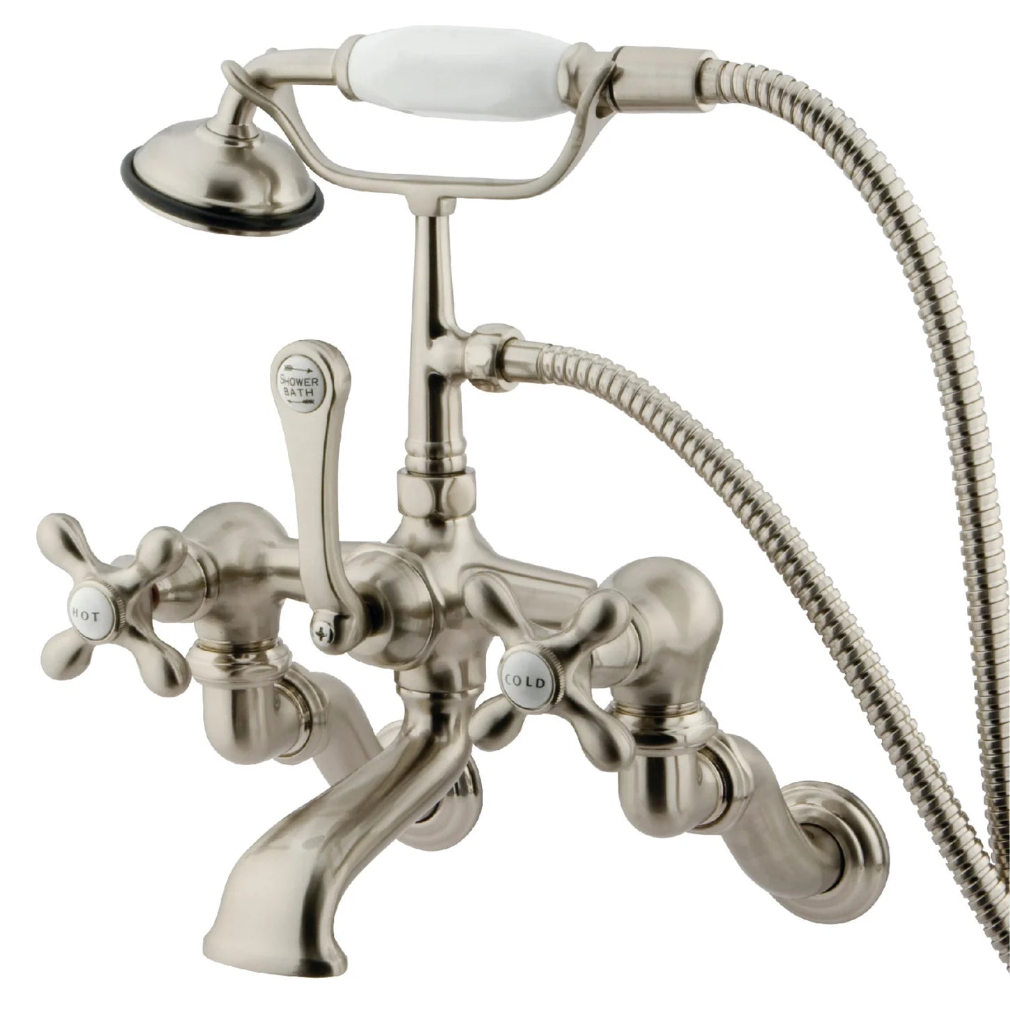 Kingston - Tub Faucets - Vintage CC463T Three-Handle 2-Hole Tub Wall Mount Clawfoot Tub Faucet with Hand Shower