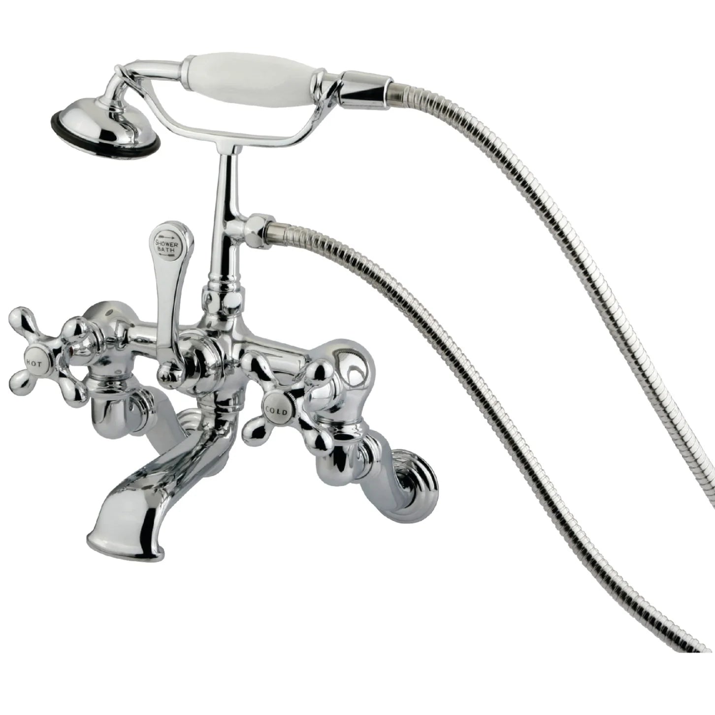 Kingston - Tub Faucets - Vintage CC463T Three-Handle 2-Hole Tub Wall Mount Clawfoot Tub Faucet with Hand Shower