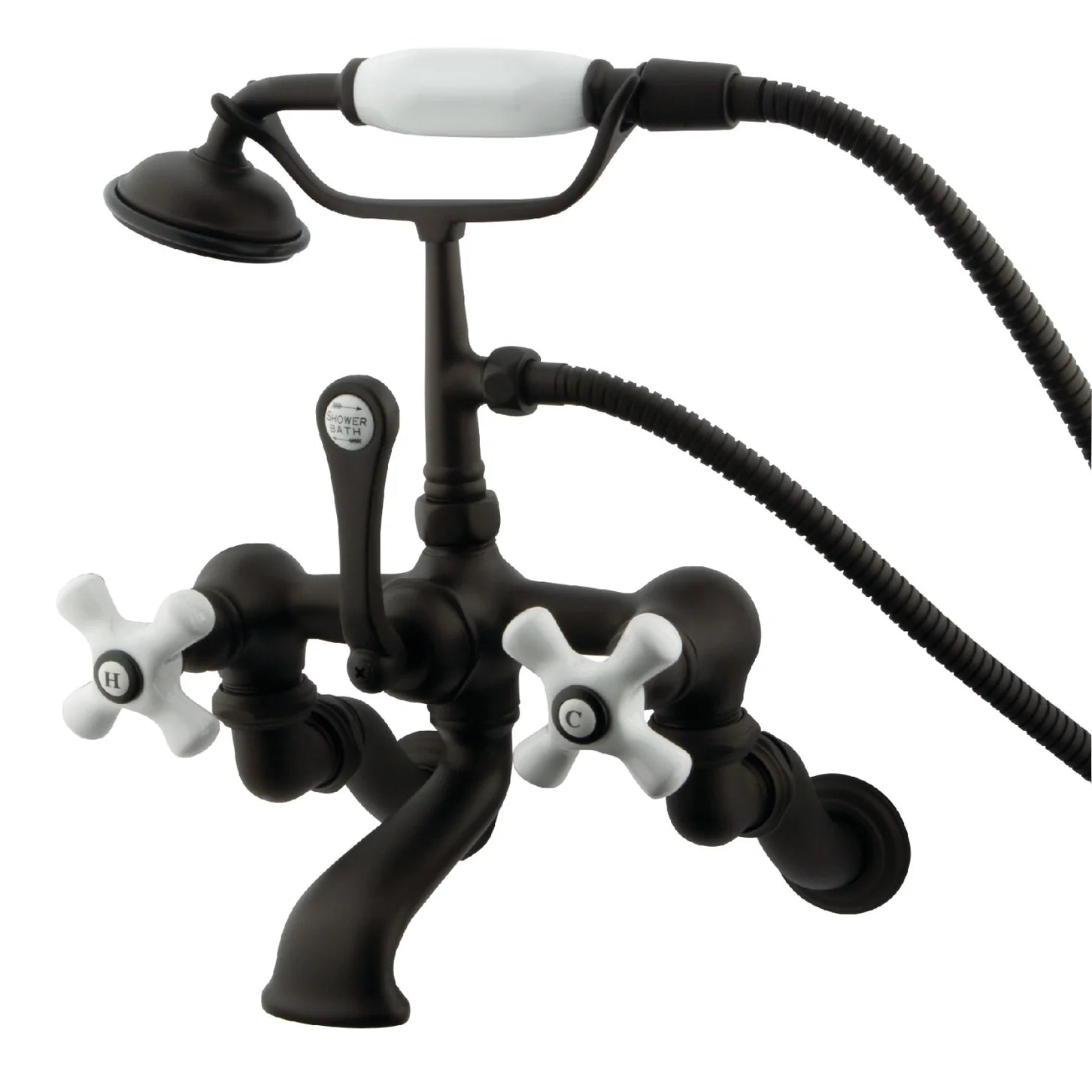 Kingston - Tub Faucets - Vintage CC465T Three-Handle 2-Hole Tub Wall Mount Clawfoot Tub Faucet with Hand Shower